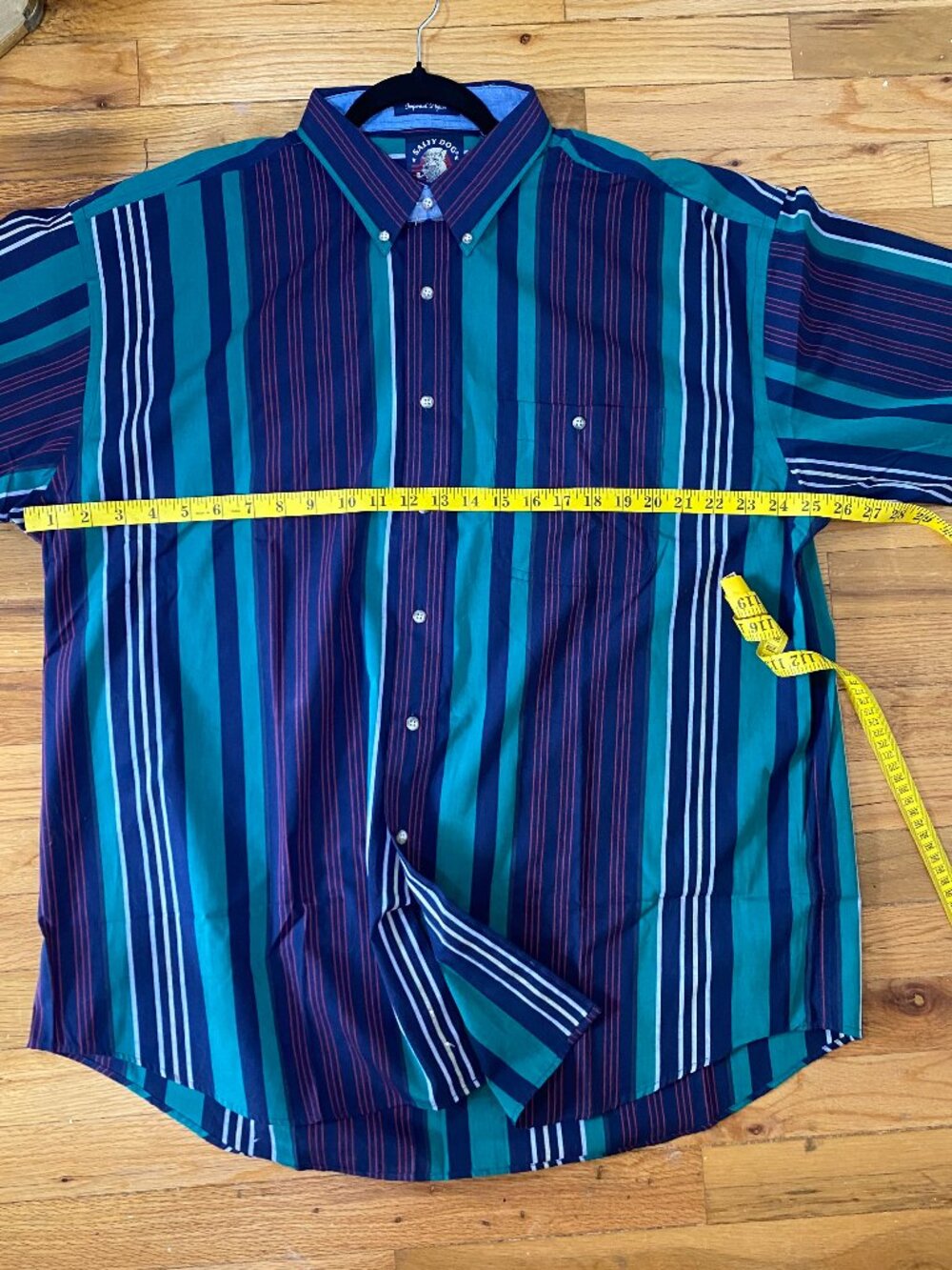 DEADSTOCK 90s VTG GANT Salty Dog Stripe Short Sleeve Imperial Poplin Shirt XL - Picture 5 of 6